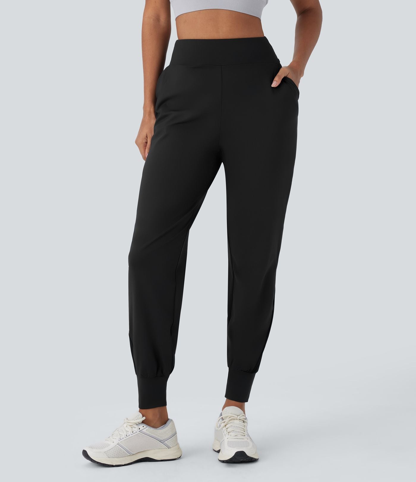 Softlyzero™ QuickDry Jogging de course à pied taille haute avec poches latérales et empiècements en mesh contrastés