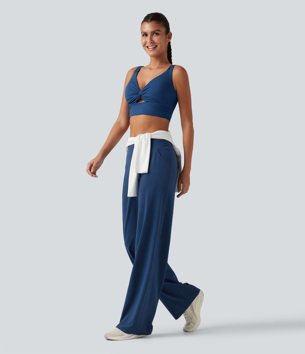 Pantalon de yoga Halara UltraSculpt™ taille haute, coupe droite et croisée, avec poches