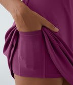 Robe de sport danse 2-pièces SoftlyZero™ Plush double bretelles caraco avec poche A-D