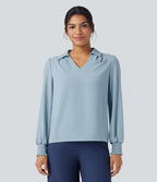 Chemise mousseline anti-froissement col V manches longues