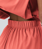 Combishort décontracté col rond sans manches effet frais InstantCool avec nœud frontal et poches, accès facile Easy Peasy, protection solaire UPF50+