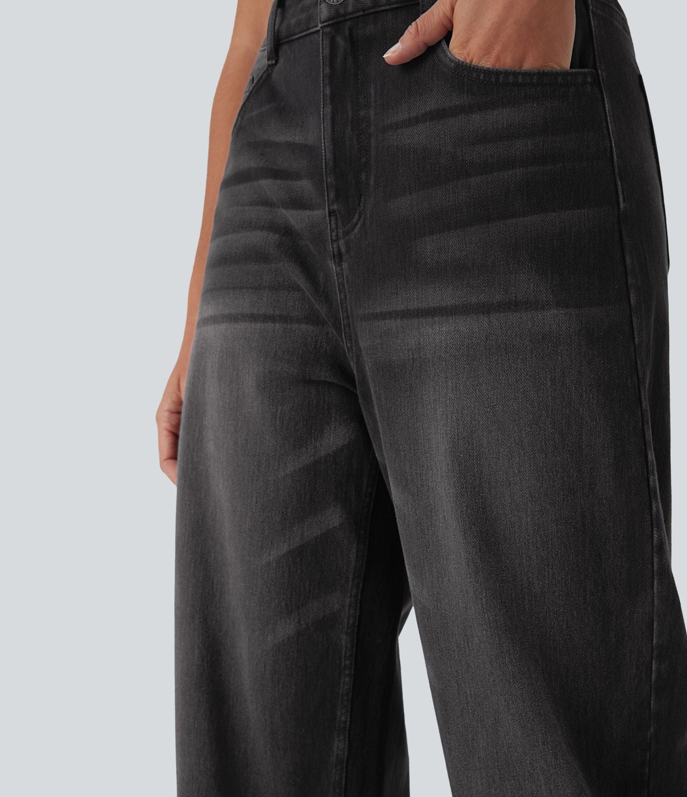 Jean barrel Halara Flex™ taille haute coupe barrel délavé avec poches