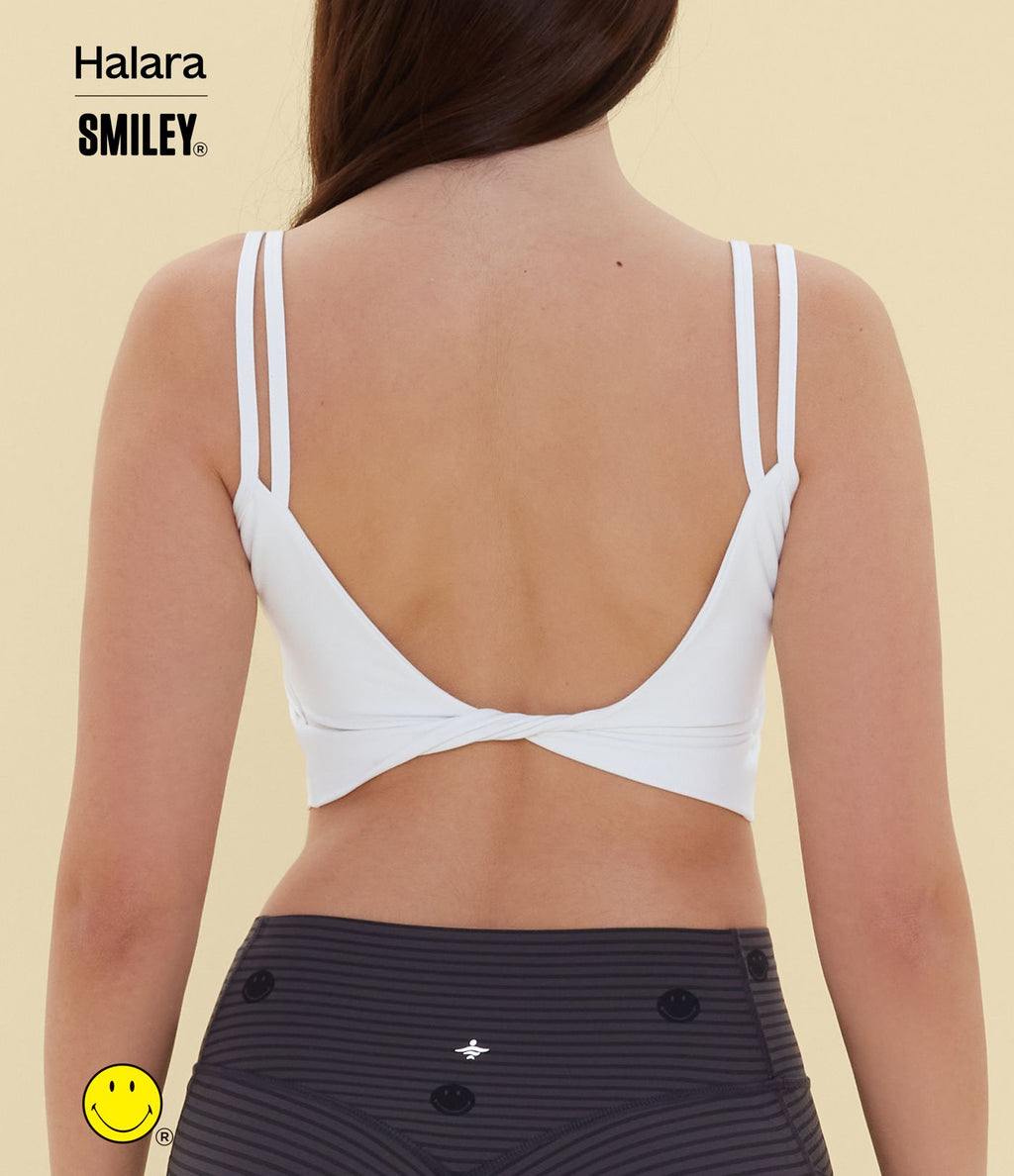 Débardeur de yoga cropped Halara X Smiley® Halara UltraSculpt™ à doubles bretelles dos torsadé ouvert