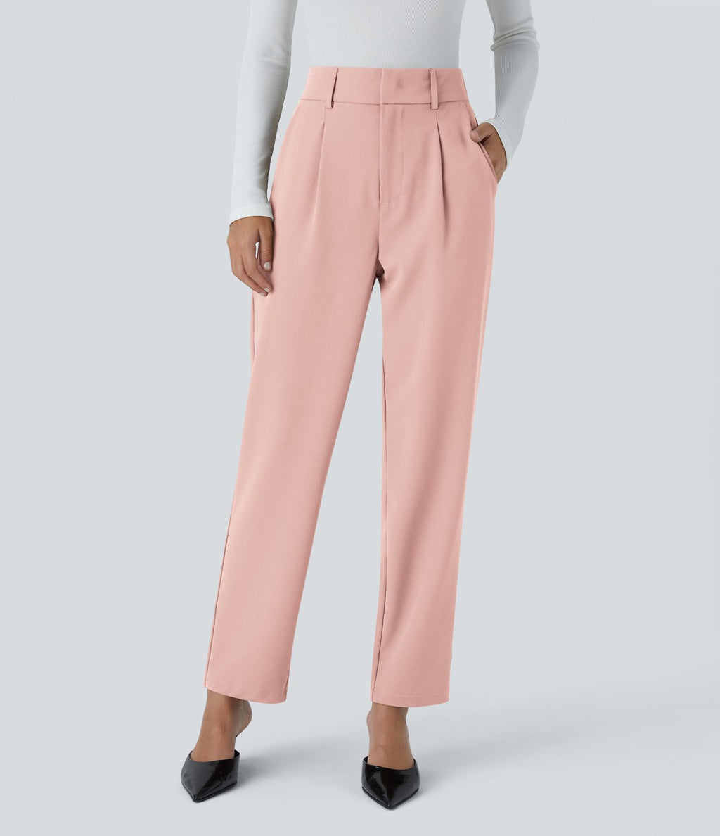 Pantalon tailleur Halara Flex™ fuselé uni, taille haute, avec poches