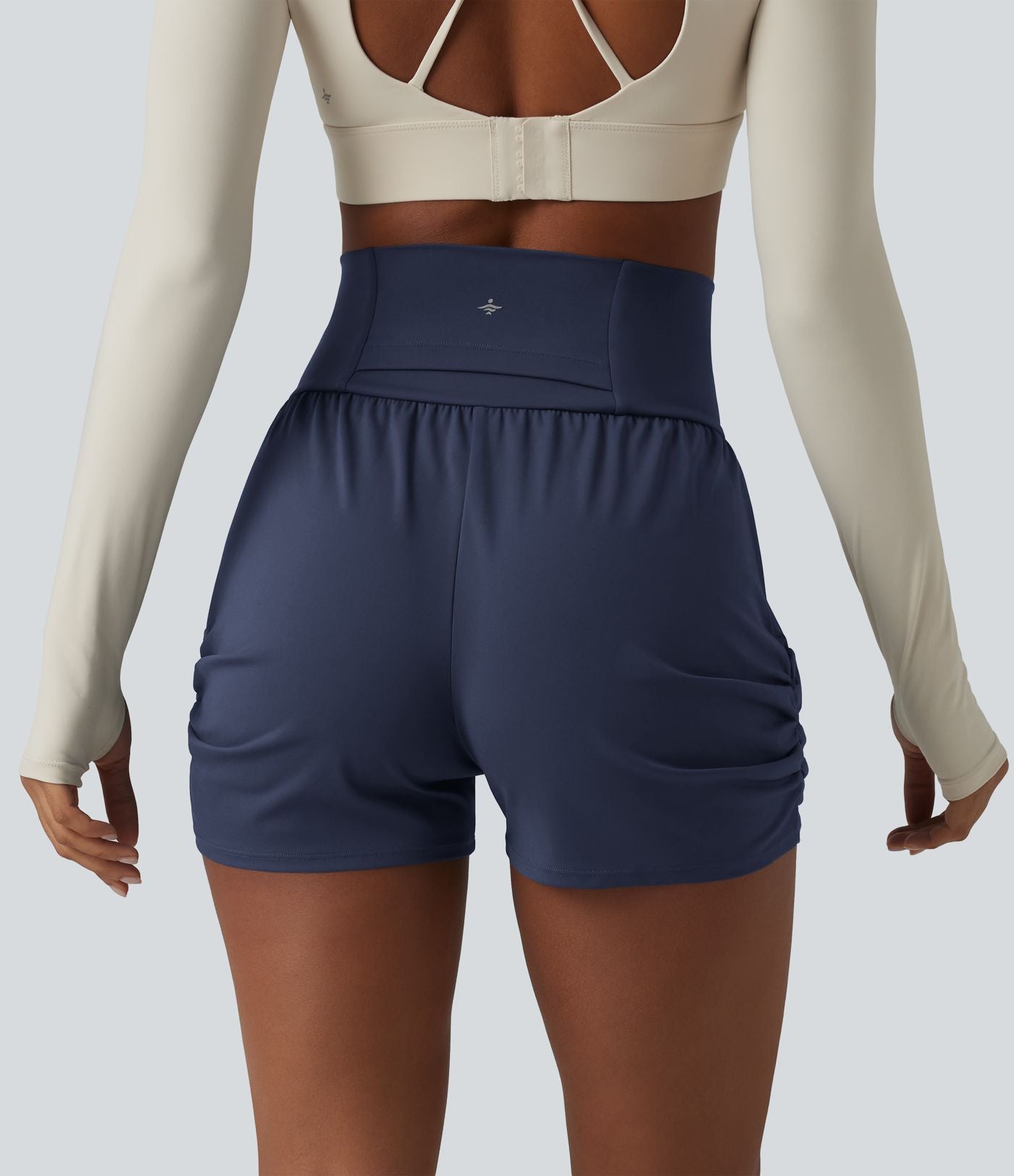 Short de yoga SoftlyZero™ Airy taille haute froncé effet frais InstantCool 7,5 cm avec poches