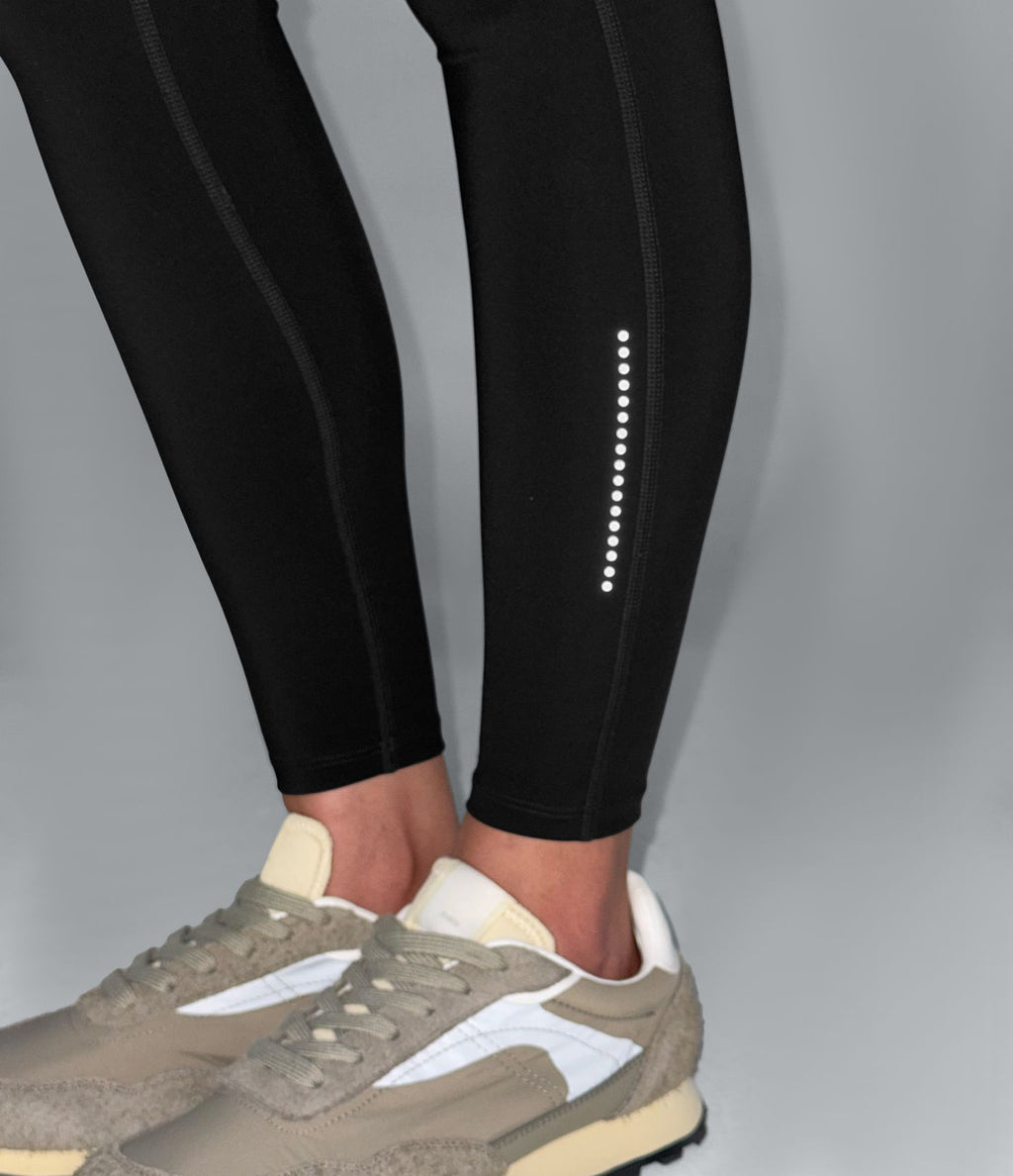 Legging de randonnée 7/8 résistant à l'usure taille haute croisée réfléchissant avec poche