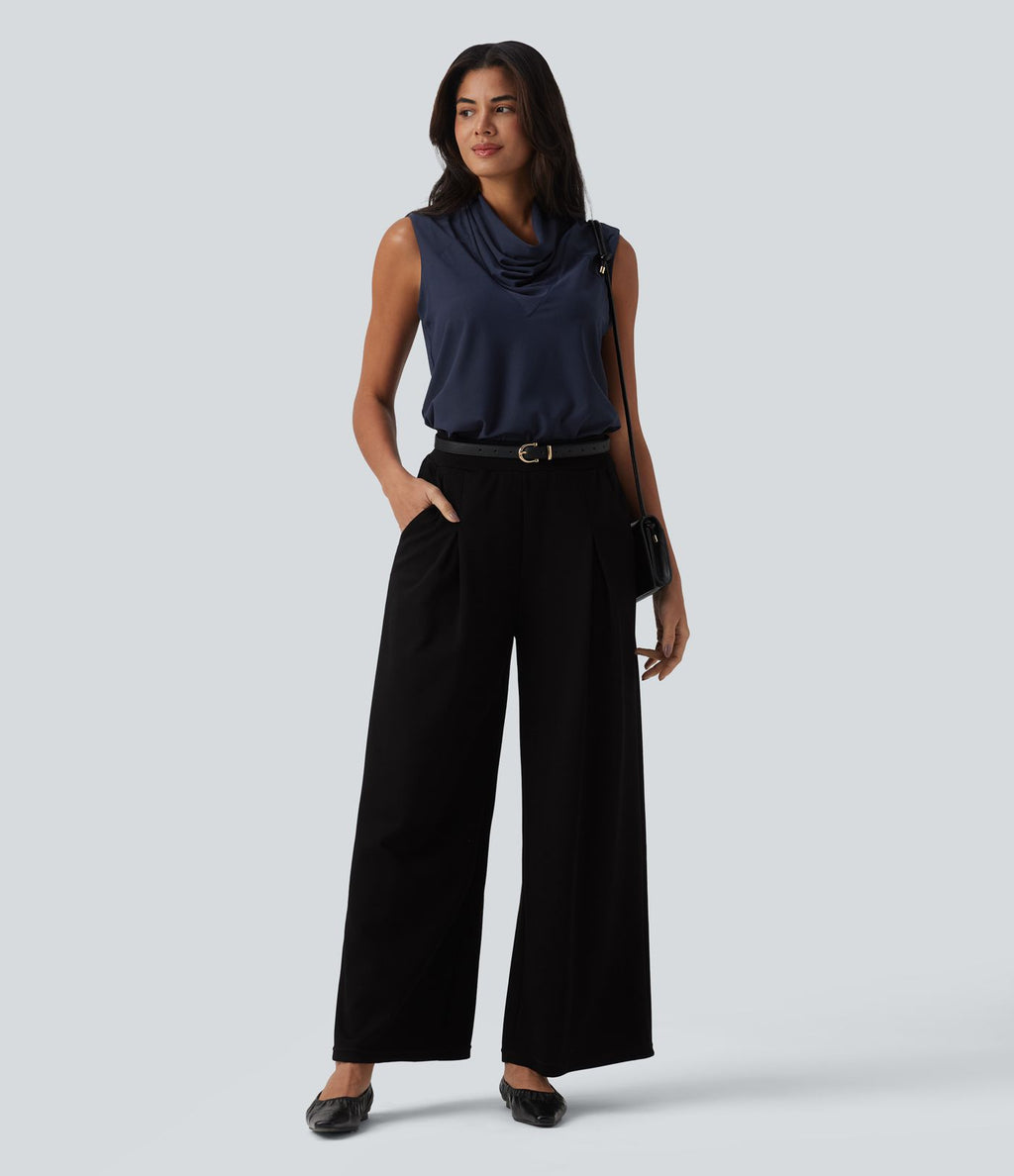 Blouse de travail sans manches à col drapé