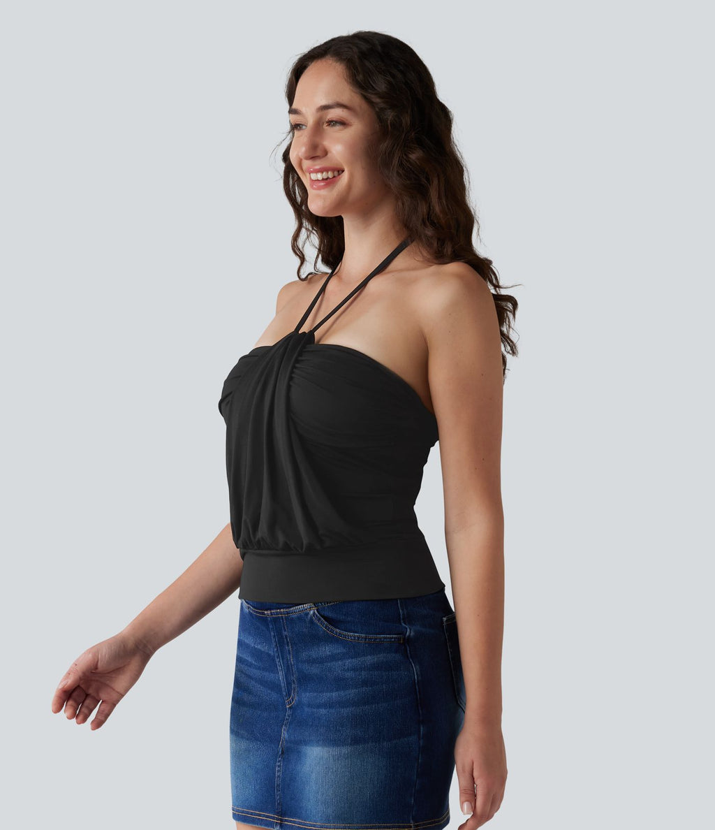 Débardeur casual dos nu à nouer avec soutien-gorge intégré