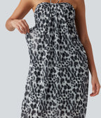 Robe maxi imprimé léopard dos nu à nouer avec brassière intégrée