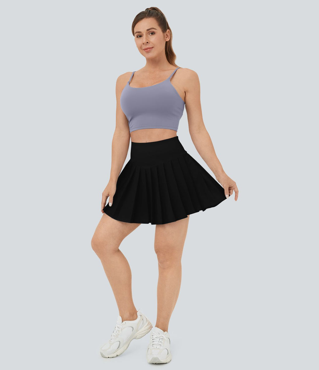Breezeful™ Jupe Courte Casual Forme A 2 en 1 à Taille Haute avec Poches Latérales Plis et Séchage Rapide