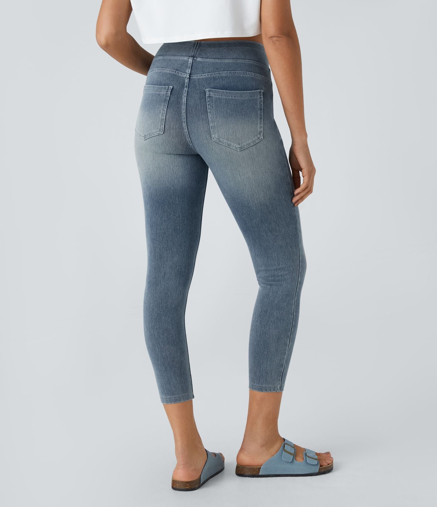 Leggings 7/8 décontractés en denim taille haute avec poches Halara Flex™