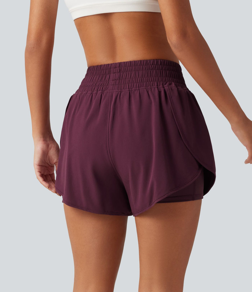 Short de running 2-en-1 Breezeful™ taille haute à ourlet croisé arrondi, séchage rapide, poches, 7,5 cm