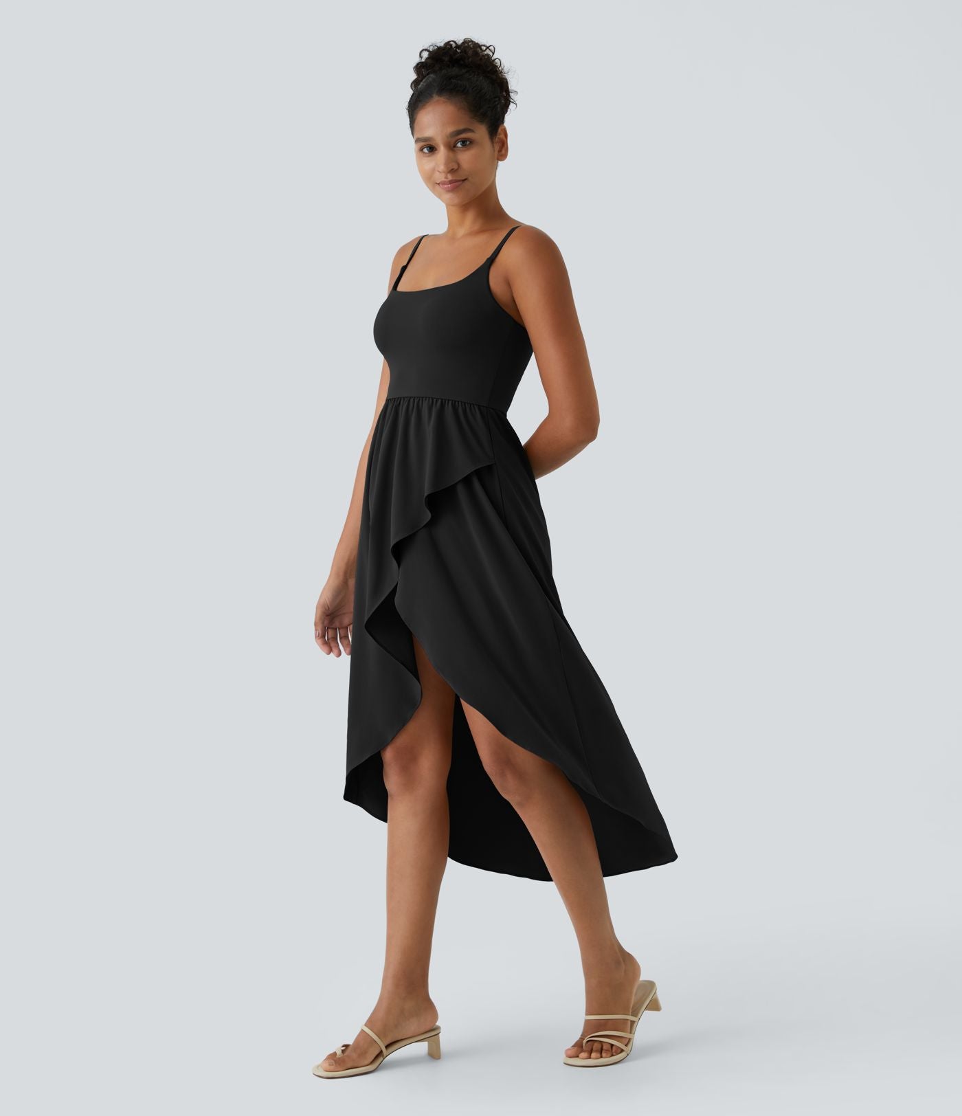 Breezeful™ Robe Casual 2 Pièces Dos Nu Haut Bas Poche Latérale Fluide Séchage Rapide