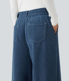Pantalon baggy taille haute avec poches