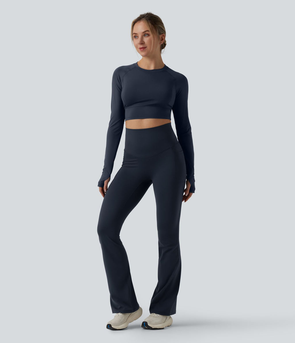 Legging de sport bootcut Halara Ultrasculpt™ taille haute gainant dos croisé avec poches
