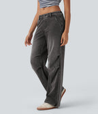 Jean parachute casual Halara Flex™ tricot extensible taille basse cordon ajustable avec multiples poches
