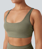 Brassière de sport yoga soutien léger col U à découpes rayé bonnets A-C
