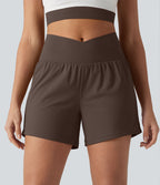 Short de yoga SoftlyZero™ Airy croisé taille haute 2-en-1 effet frais InstantCool 12,5 cm avec poches