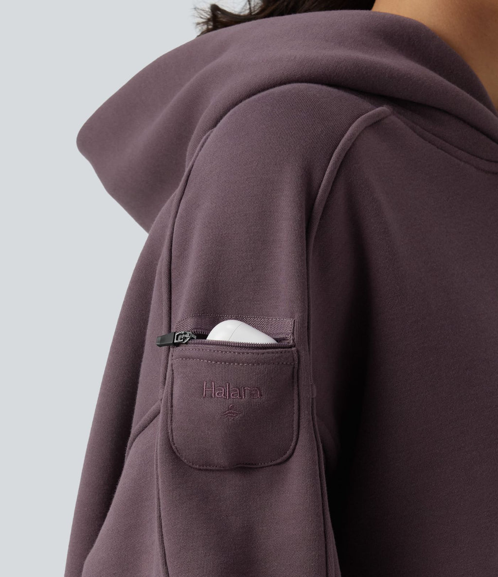 Sweat-shirt de sport casual oversize en molleton à capuche et manches longues avec poches