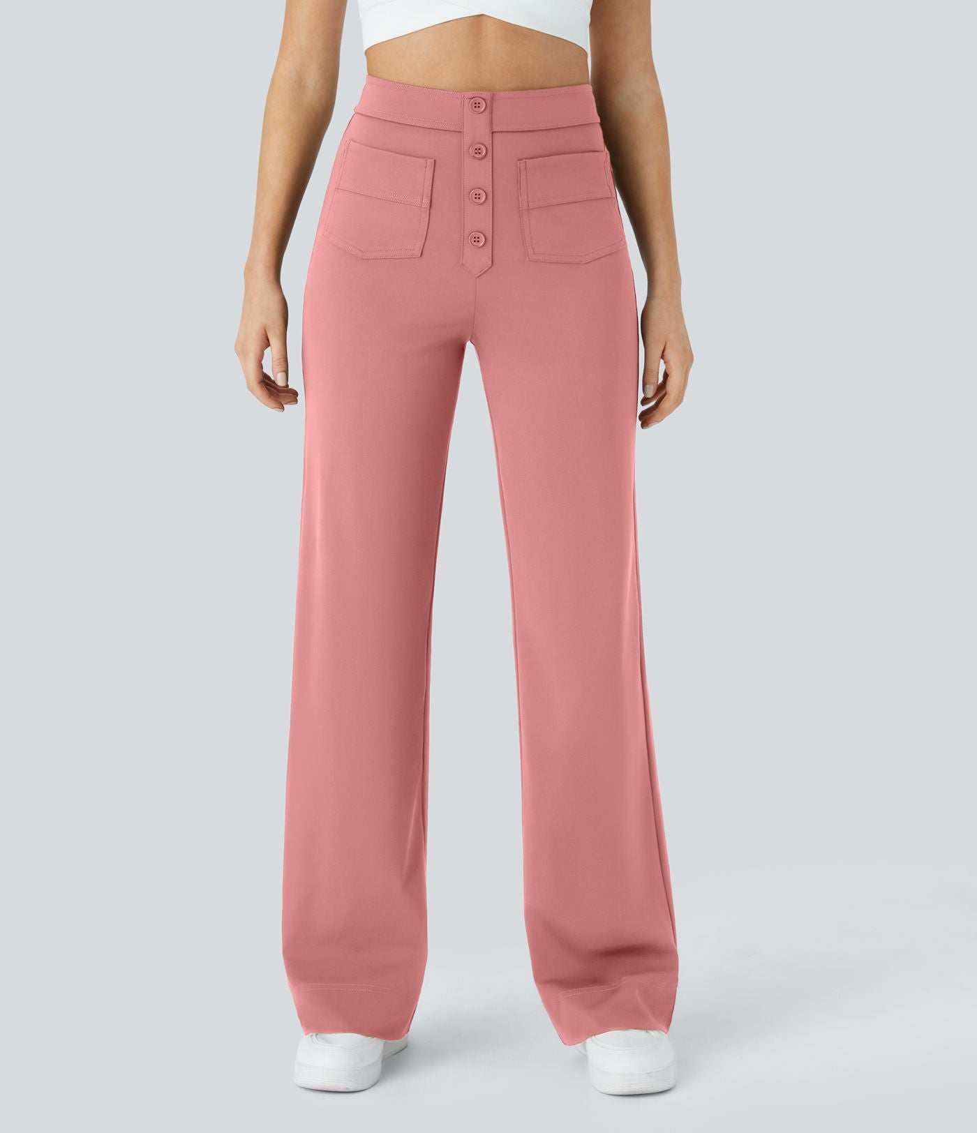 Pantalon taille haute coupe droite DayStretch avec poches