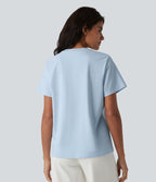 T-shirt casual col rond manches courtes en coton