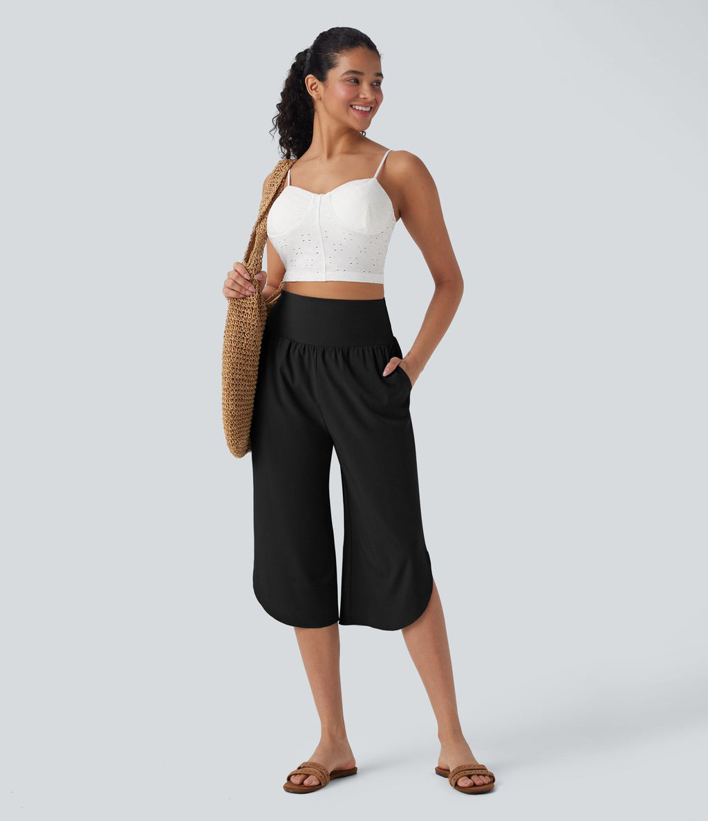 Pantalon corsaire gainant taille haute à ourlet asymétrique et séchage rapide avec poches Breezeful™
