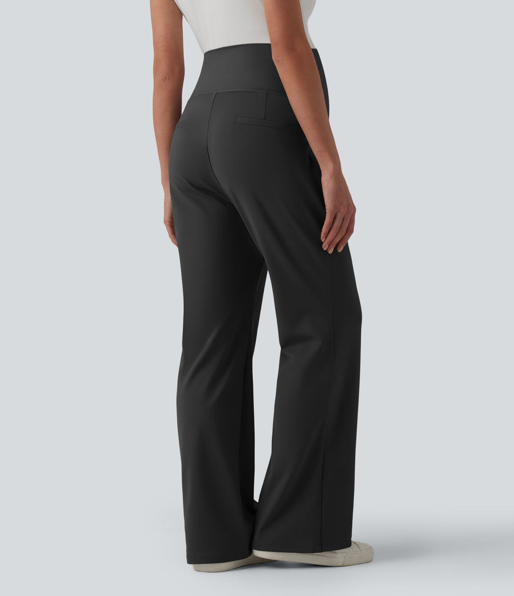 Halara Flex™ DayStretch Pantalon tailleur maternité évasé taille très haute avec poches zippées