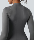 Veste de yoga Seamless Flow à fermeture éclair, manches longues et trous pour les pouces