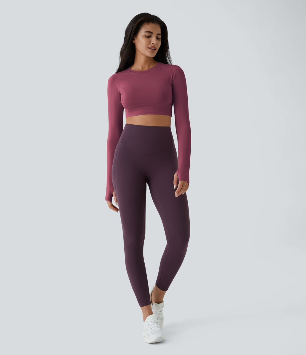 Top Sport Yoga Uni à Trou pour le Pouce Coupe Courte
