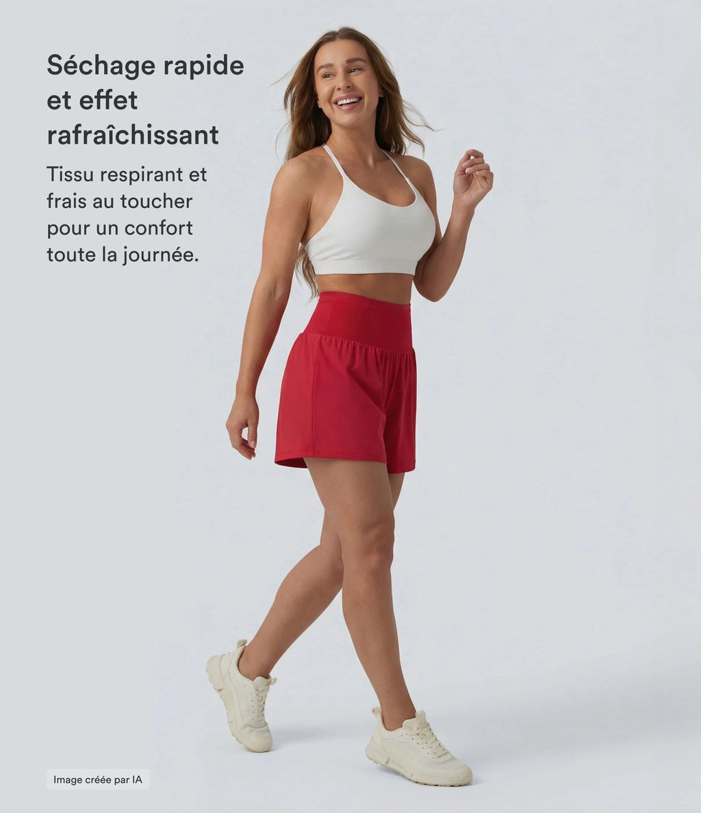 Short de yoga 2-en-1 SoftlyZero™ Airy gainant taille haute effet frais InstantCool avec poches