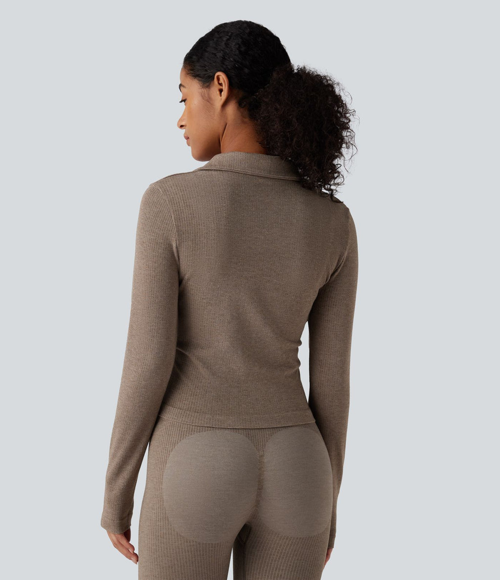 OneForm Seamless Flow Veste yoga chaude zippée à manches longues
