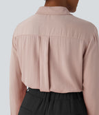Chemise de travail à col, boutons, manches longues et plis
