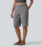 Halara Flex™ Pantalon tailleur droit corsaire taille mi-haute avec poches