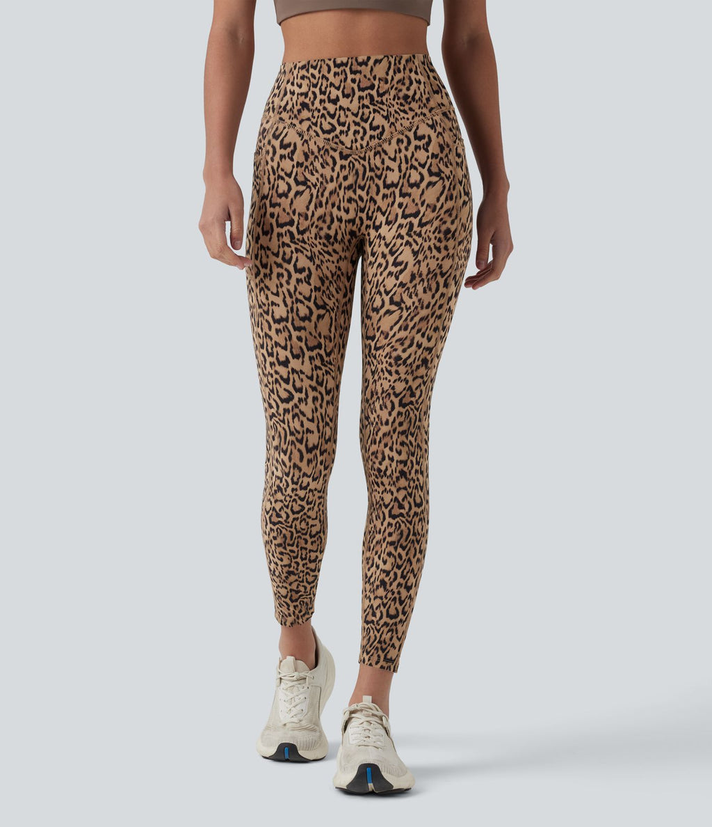 Legging d'entraînement taille haute gainant effet push-up imprimé léopard Halara UltraSculpt™ avec poches