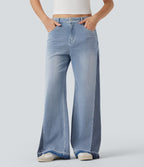 Jean large décontracté Halara Flex™ taille basse color block avec poches