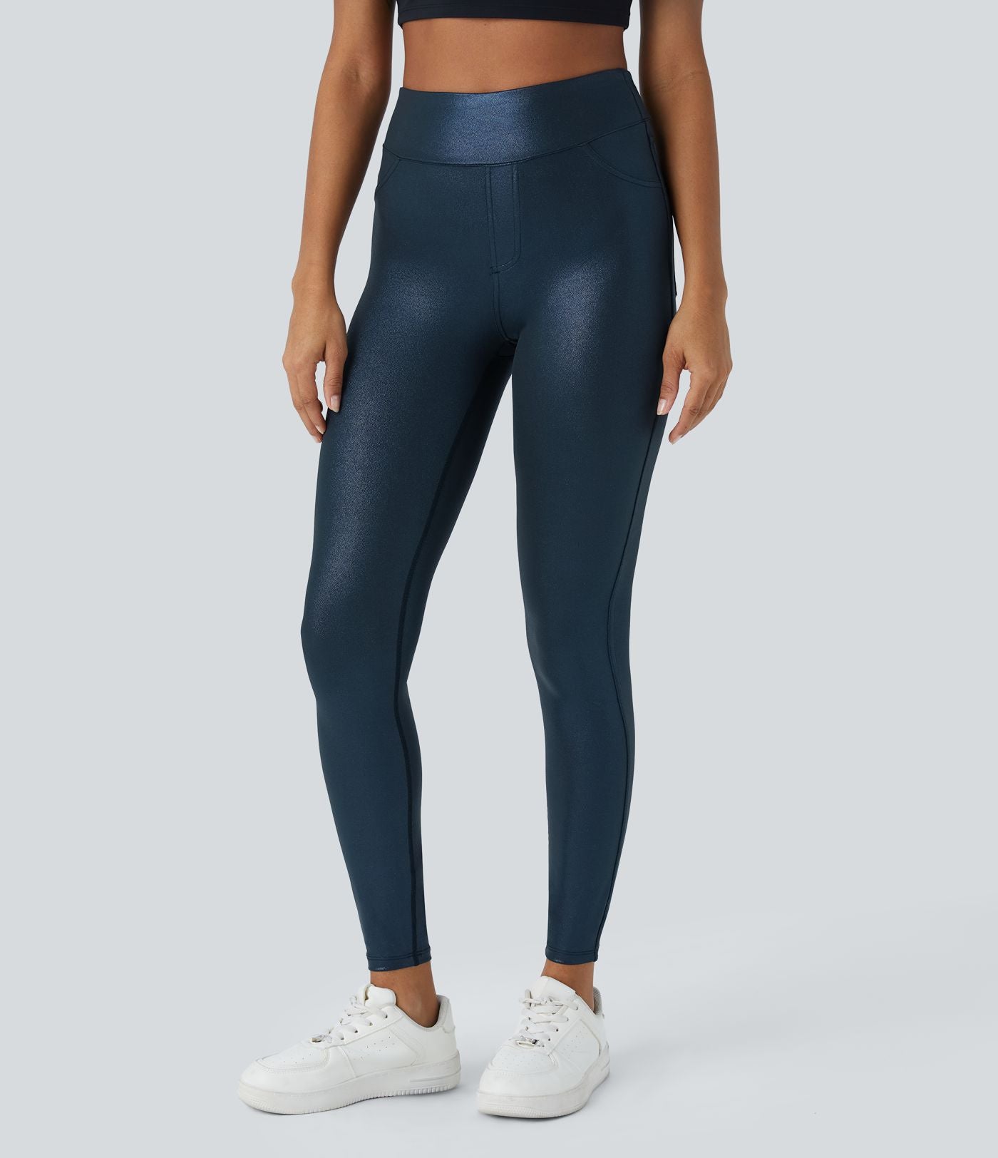 Softlyzero™ Legging Travail Taille Haute Tissu Enduit Poche Latérale Arrière