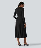 Robe midi à manches longues avec découpes