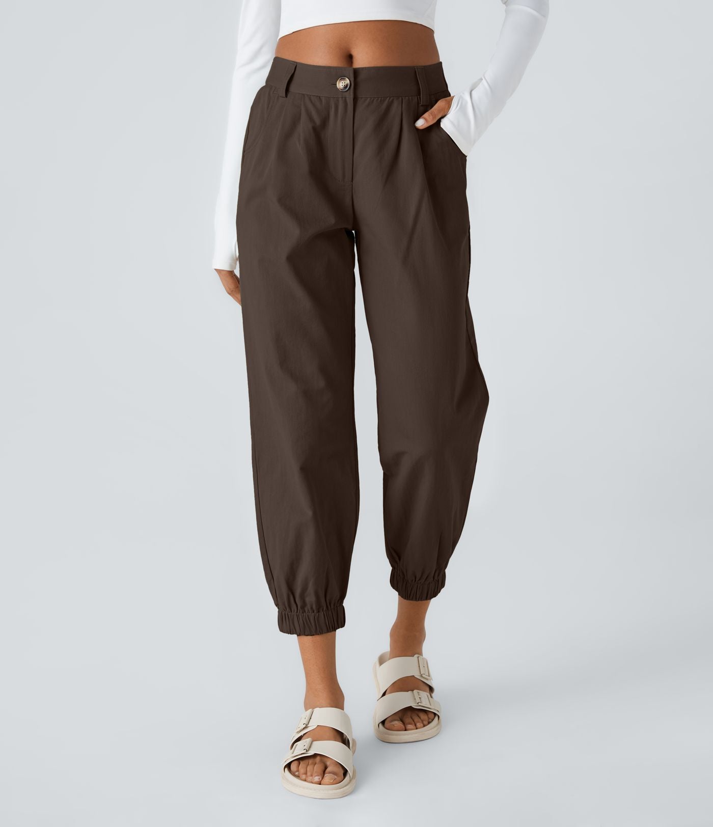 Joggings décontractés à taille mi-haute avec poches