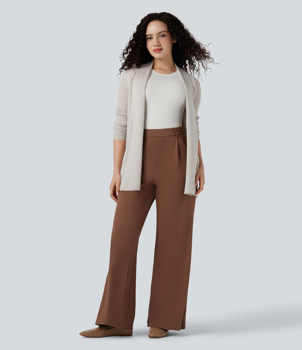 Cardigan col tailleur manches longues ourlet fendu
