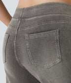 Halara Flex™ Jeans Larges Casual Taille Haute Multiples Poches Lavés Élastiques et Tricotés Grande Taille