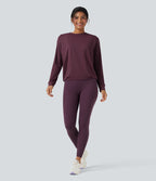 Haut de sport yoga col rond manches longues froncé - UPF50+