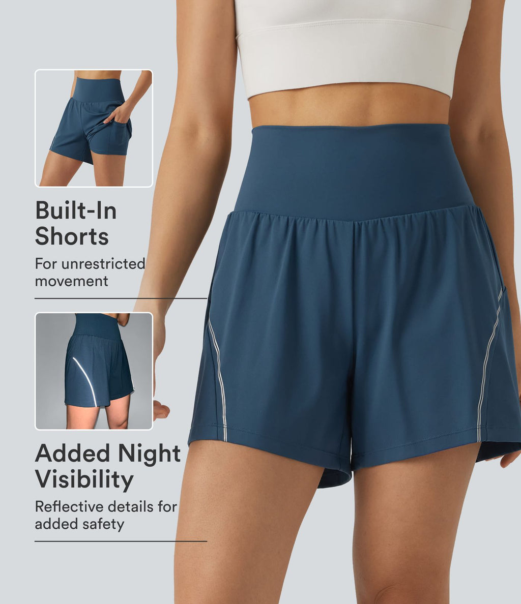 Short de yoga 2-en-1 SoftlyZero™ Airy réfléchissant taille haute 12,5 cm à effet frais InstantCool avec poches