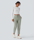 Pantalon de golf fuselé, taille mi-haute, cordon, ourlet courbé, séchage rapide, avec poches—UPF40+