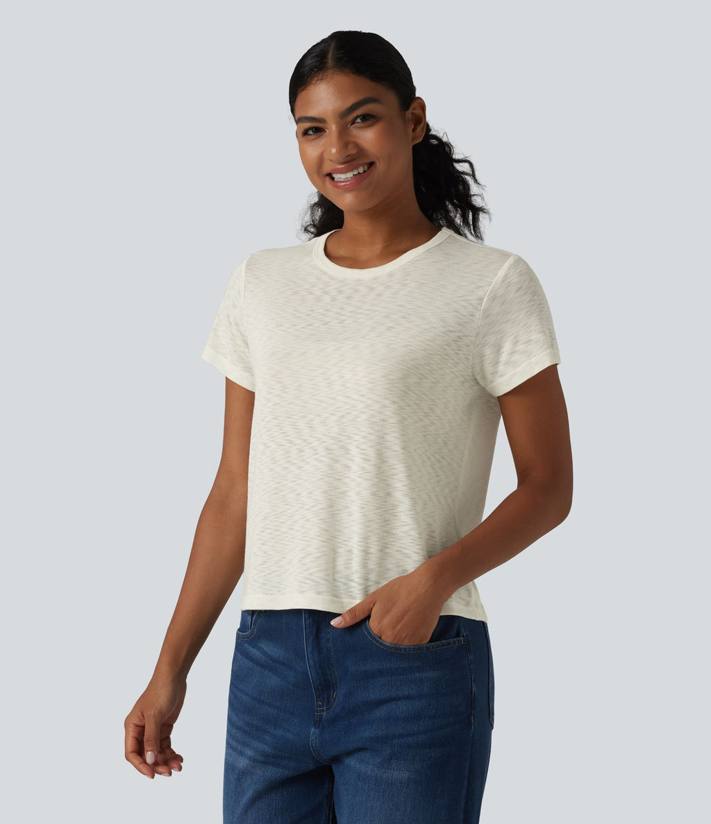 T-shirt décontracté col rond manches courtes