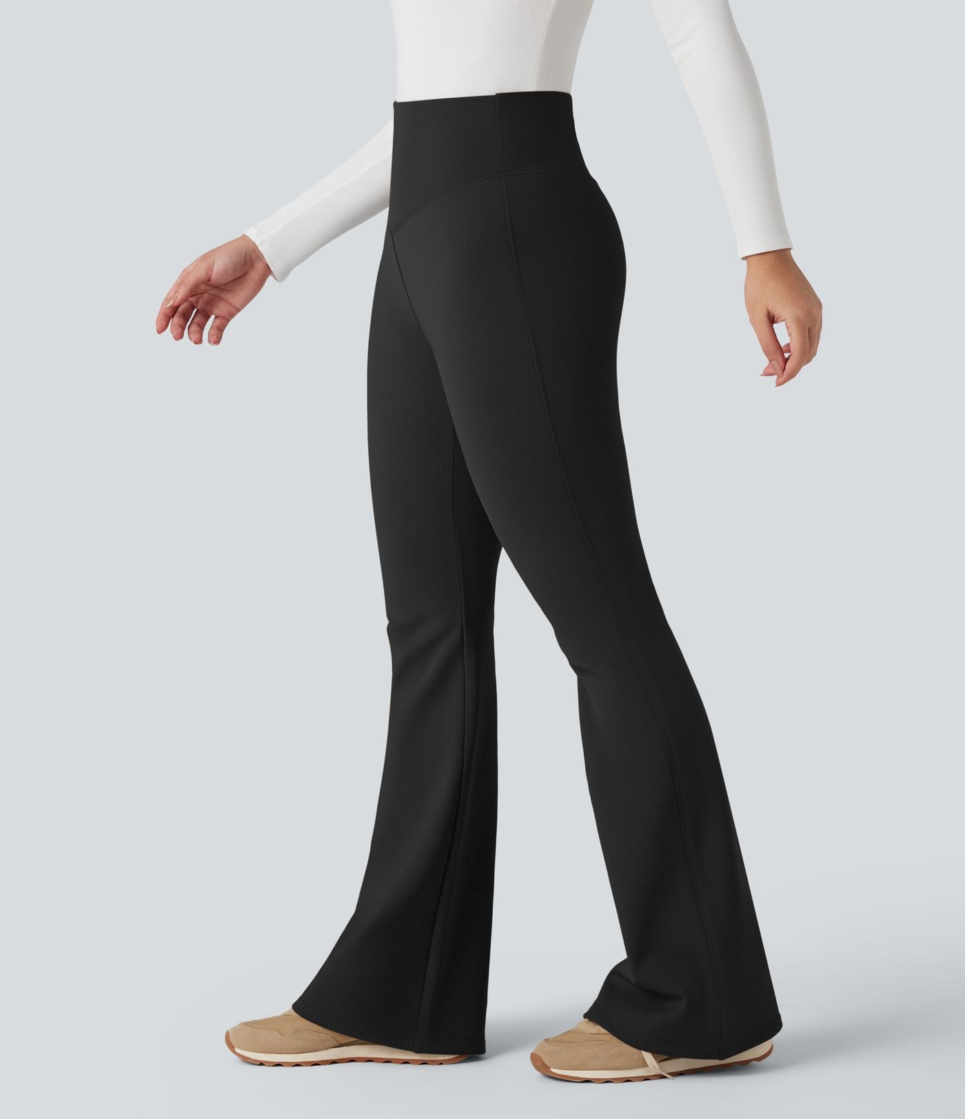 Pantalon yoga évasé polaire taille haute