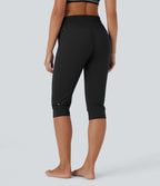 Pantalon corsaire jogging de danse taille haute à cordon avec poches latérales