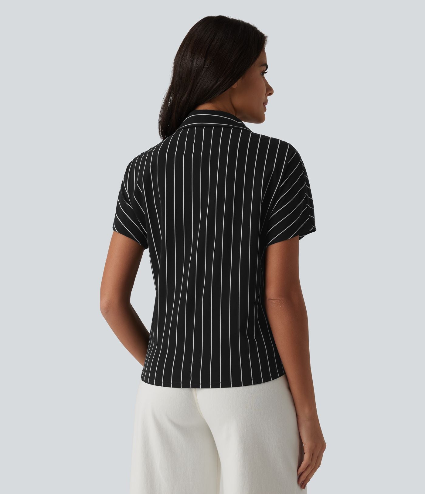 Chemise tailleur à rayures manches courtes