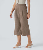Pantalon de travail Halara Flex™ bootcut à carreaux pied-de-poule, taille haute, avec poches