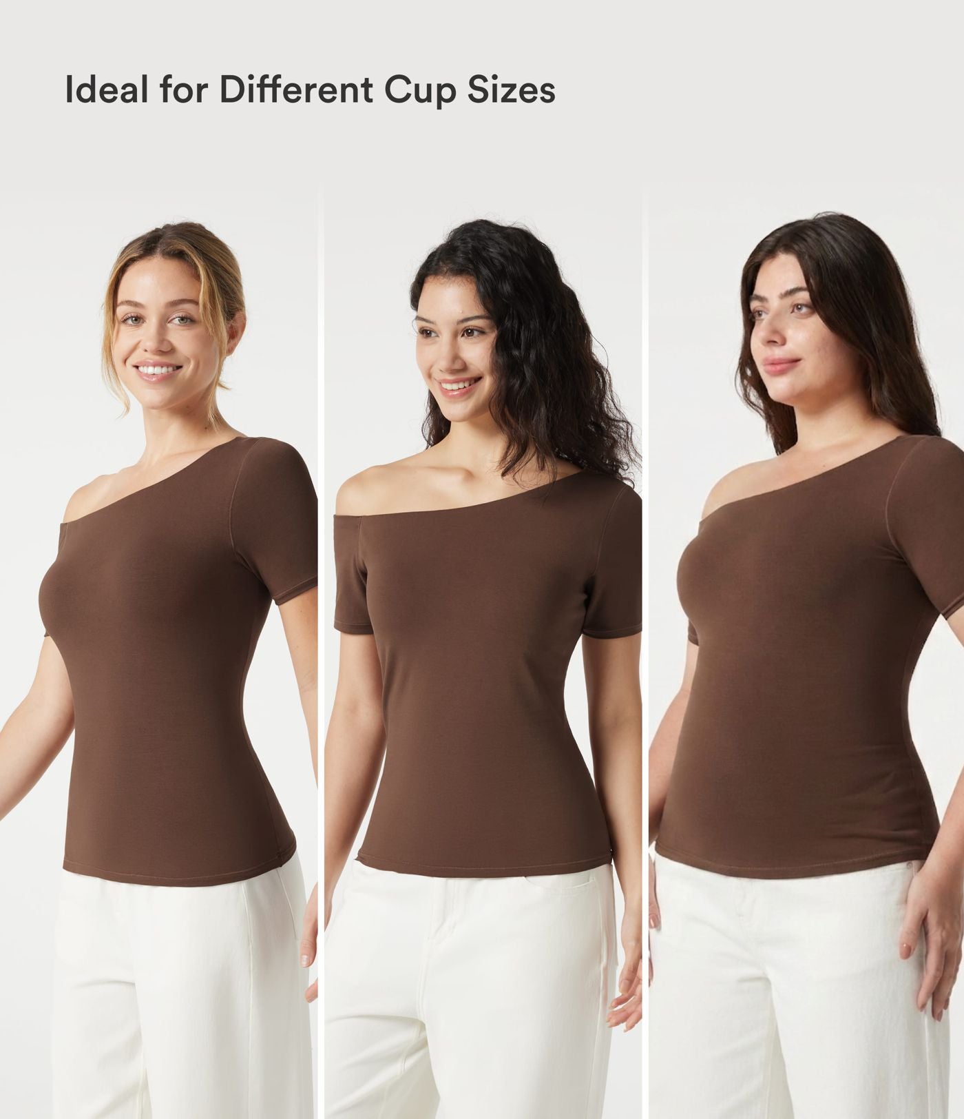 T-shirt casual Halara en jersey de coton asymétrique brassière intégrée bonnets B à DD