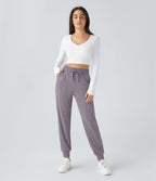 Jogging Yoga Froncé Taille Haute Cordon de Serrage Poche Latérale